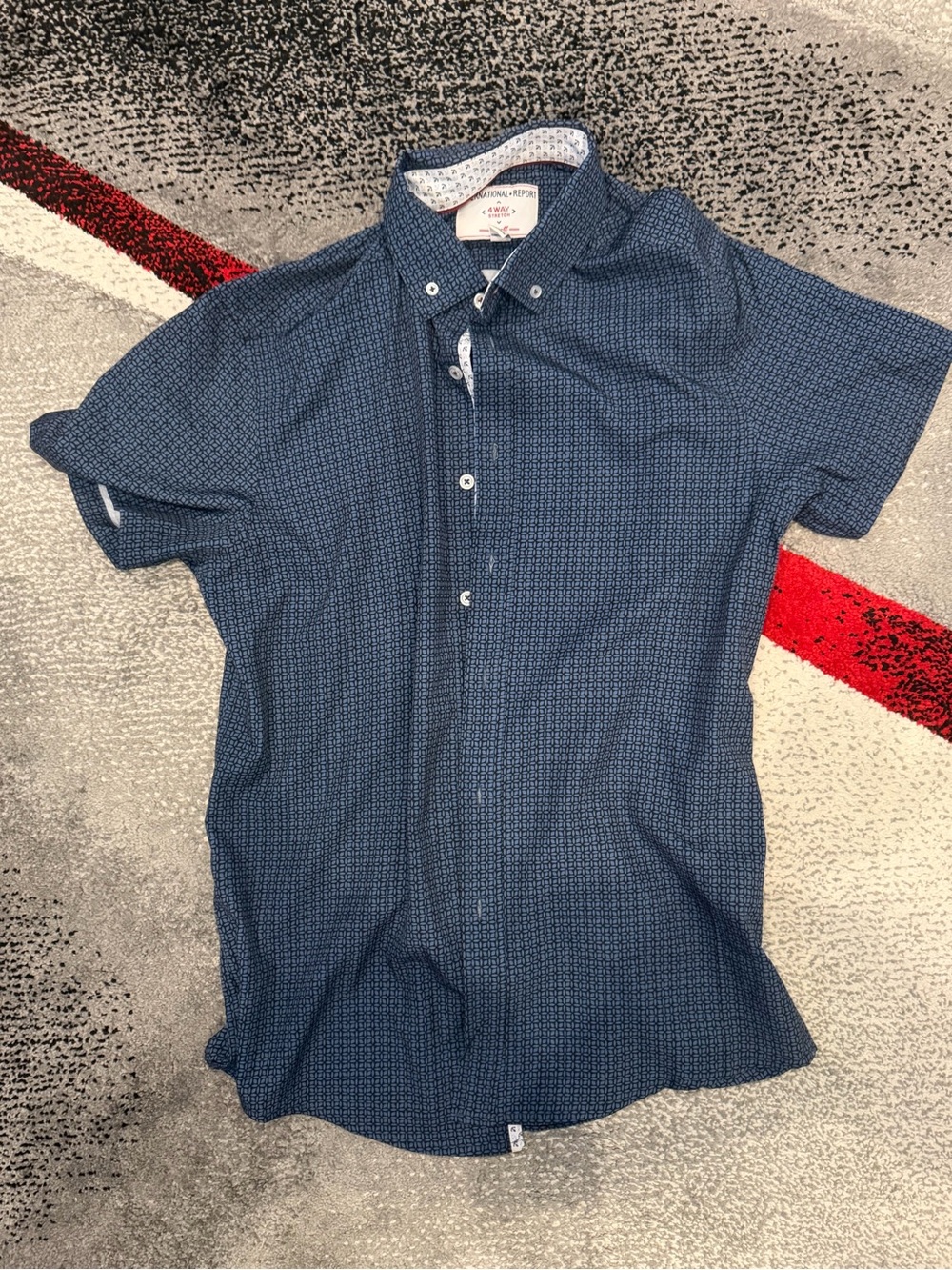 Original Penguin Navy Blue Short-Sleeve Button-Down Shirt